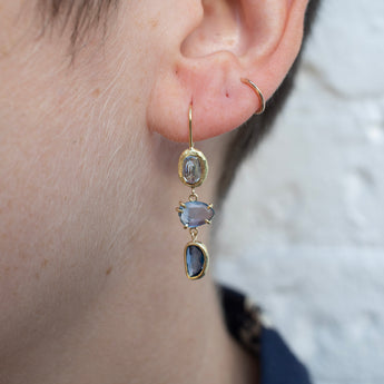 18K Triple Drop Earring in Blue Sapphire Earrings Page Sargisson 