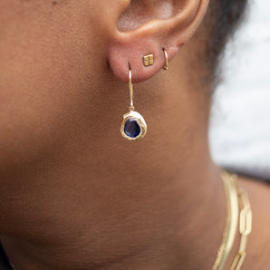 18K Freeform Drop Earring in Dark Blue Sapphire earrings Page Sargisson 