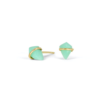 18K Kite Stud Earrings in Chrysoprase Earrings Gemorex Teeny 