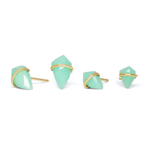 18K Kite Stud Earrings in Chrysoprase Earrings Gemorex 