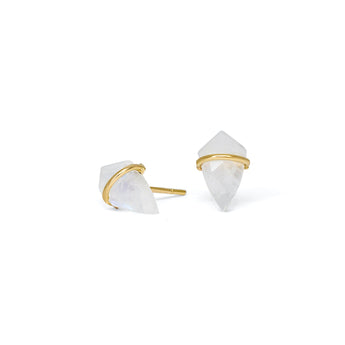 18K Kite Stud Earrings in Moonstone Earrings Gemorex Small 