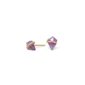 18K Kite Stud Earrings in Amethyst Earrings Gemorex Teeny 