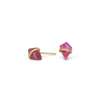 18K Kite Stud Earrings in Ruby Earrings Gemorex Teeny 