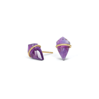 18K Kite Stud Earrings in Amethyst Earrings Gemorex Small 