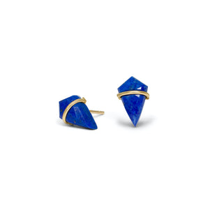 18K Kite Stud Earrings in Lapis Earrings Gemorex Small 