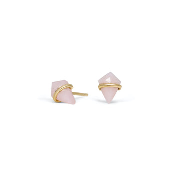 18K Kite Stud Earrings in Pink Opal Earrings Gemorex Teeny 
