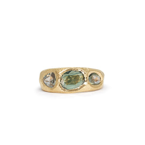 18K Three Stone Ring in Green Ombre Hidden Page Sargisson 