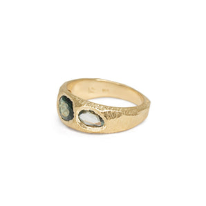 18K Three Stone Ring in Green Ombre Hidden Page Sargisson 