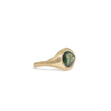 18K Signet Ring in Green Sapphire - Pear Rings Page Sargisson 
