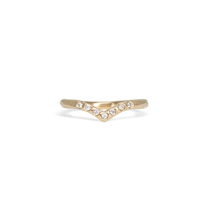 18K Textured Contour Band with Diamonds- Point wedding bands Page Sargisson 18kt Yellow Gold 4 