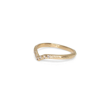 18K Textured Contour Band with Diamonds- Point wedding bands Page Sargisson 