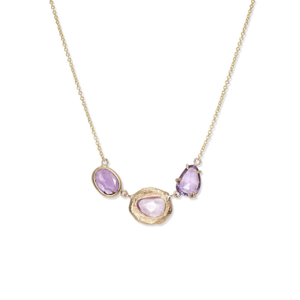 18K Triple Sapphire Necklace in Pink Sapphire necklaces Page Sargisson 