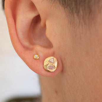 18K Geometric Double Diamond Studs Earrings Page Sargisson 