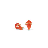 18K Kite Stud Earrings in Carnelian Earrings Gemorex Small 
