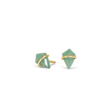 18K Kite Stud Earrings in Green Aventurine Earrings Gemorex Teeny 