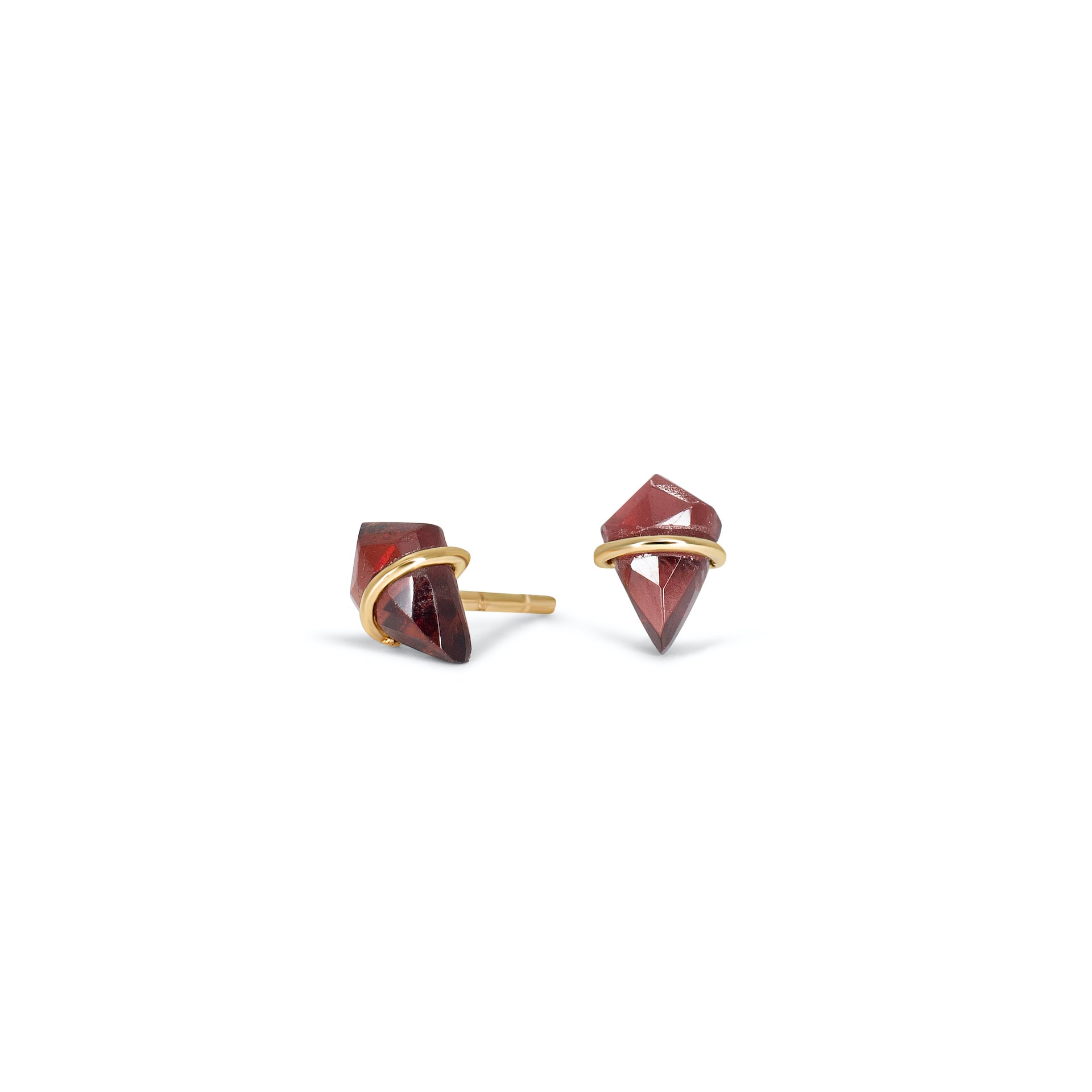 18K Kite Stud Earrings in Garnet Earrings Gemorex Teeny 