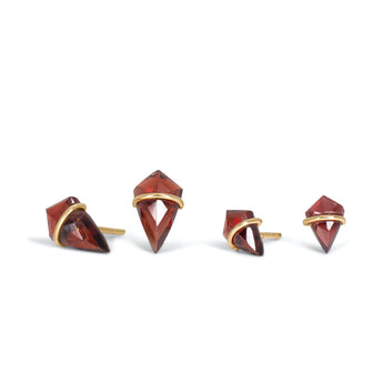 18K Kite Stud Earrings in Garnet Earrings Gemorex 