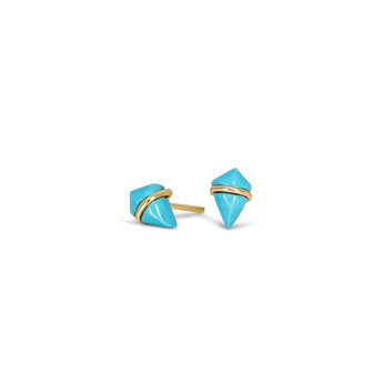 18K Kite Stud Earrings in Turquoise Earrings Gemorex Teeny 