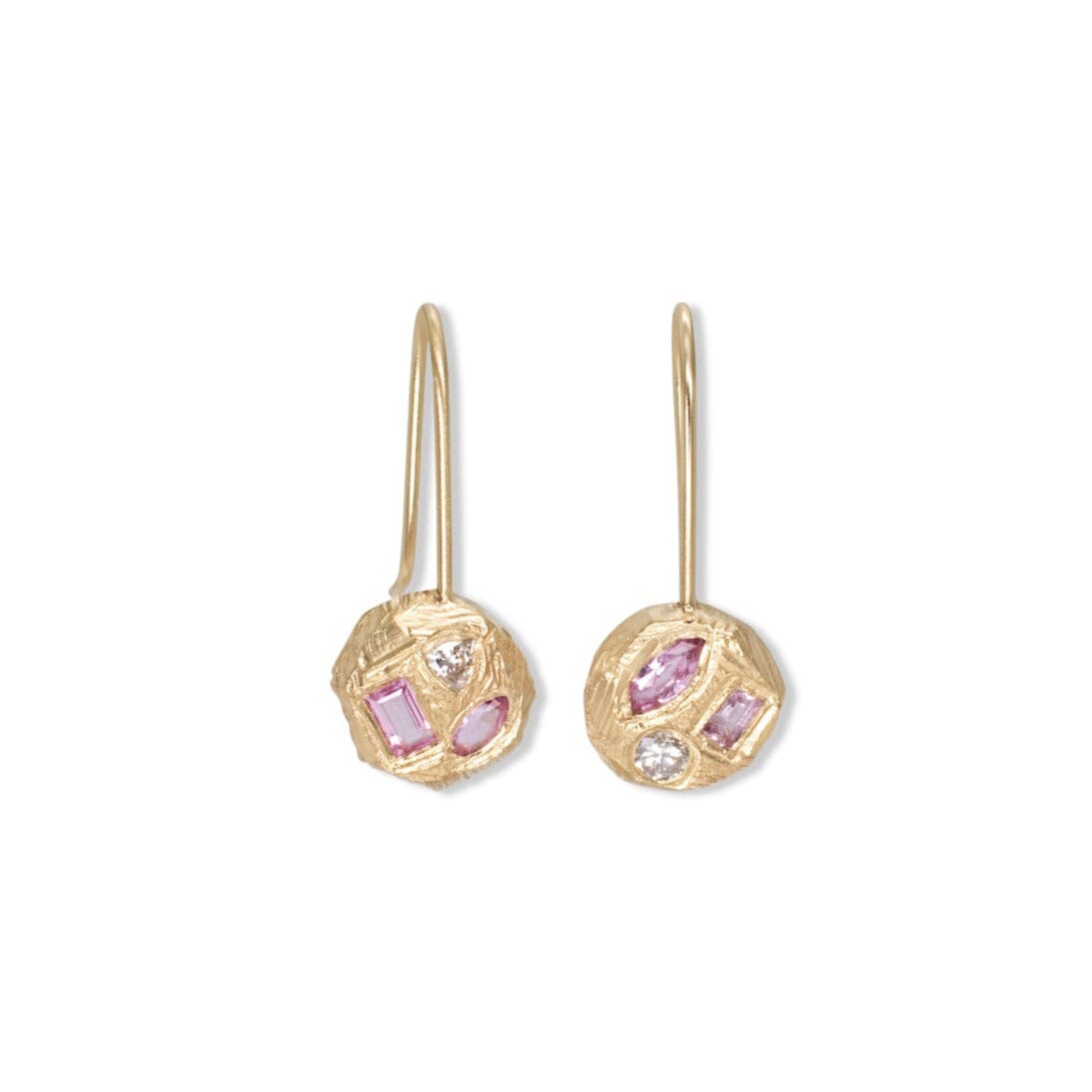 18K Geometric Pink Sapphire and Diamond Earrings Earrings Page Sargisson 