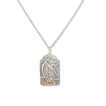 Tulip Tag Pendant with Diamonds Necklaces Page Sargisson Leaf Tag Sterling Silver with Diamonds 