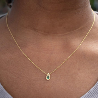 18K Teardrop Slider Necklace in Emerald Necklace Page Sargisson 