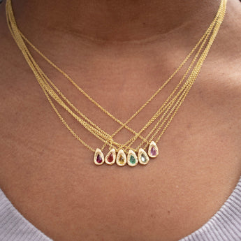 18K Teardrop Slider Necklace in Pink Sapphire Necklace Page Sargisson 
