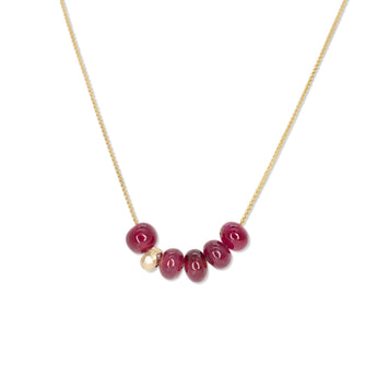 18K Gemstone Six Bead Necklace with Ruby Necklaces Page Sargisson 