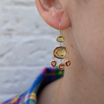 18K Chandelier Earrings in Ombre Sunset Sapphire Earrings Page Sargisson 