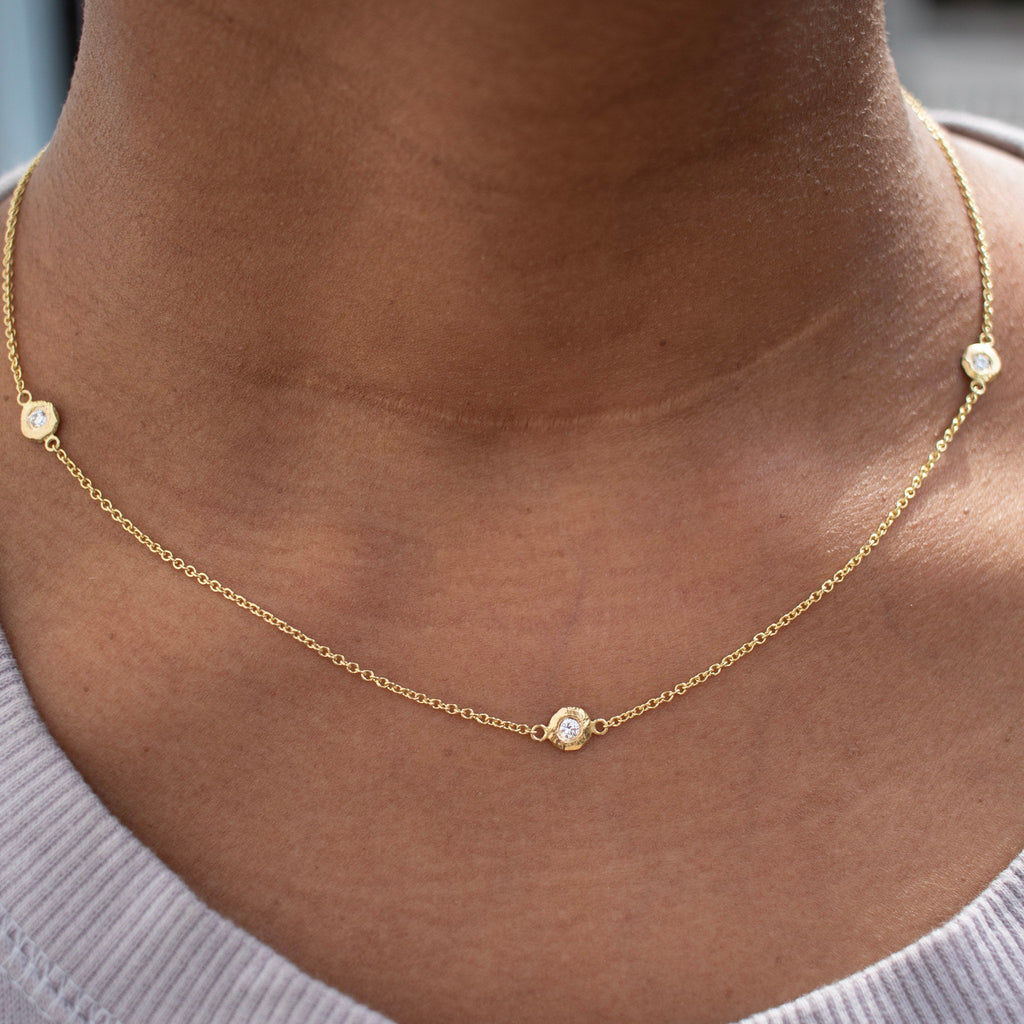 18K Gold 5 Diamond Necklace