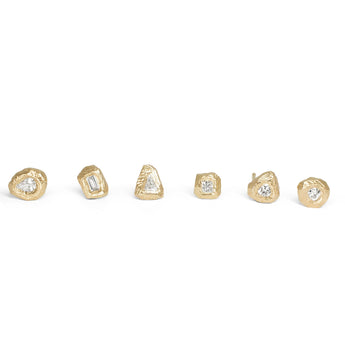 18K Melee Carved Mini Diamond Studs - Baguette Earrings Page Sargisson 
