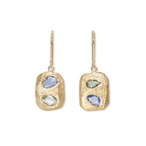 SALE - 18K Tablet Earrings in Blue and Green Sapphires Hidden Page Sargisson 