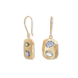 SALE - 18K Tablet Earrings in Blue and Green Sapphires Hidden Page Sargisson 