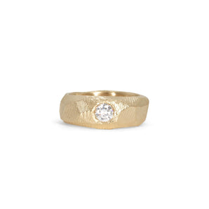 18K Carved Cigar Band with Diamond Solitaire wedding bands Page Sargisson 