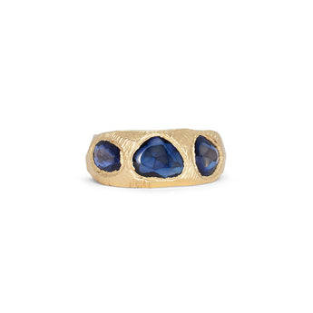 18K Three Stone Ring in Dark Blue Sapphires Rings Page Sargisson 