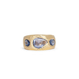 18K Three Stone Ring in Medium Blue Sapphires Rings Page Sargisson 