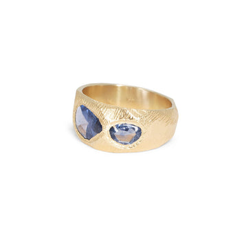 18K Three Stone Ring in Medium Blue Sapphires Rings Page Sargisson 
