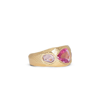 18K Three Stone Ring in Pink Sapphire Rings Page Sargisson 
