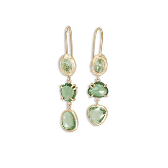 18K Triple Drop Earring in Green Sapphire Earrings Page Sargisson 