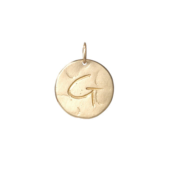 Large Hand Carved Letter Charm Necklace Page Sargisson 10K Gold G 