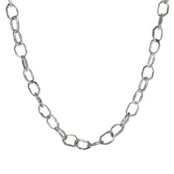 Hand Carved Small Link Necklace in Silver Necklace Page Sargisson 