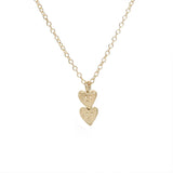 Teeny Tiny Necklaces- Dual Shape Necklace Page Sargisson Double Hearts 10K Yellow Gold 