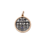Small Calendar Charm Necklace Page Sargisson Silver with Gold Border January Blue Sapphire