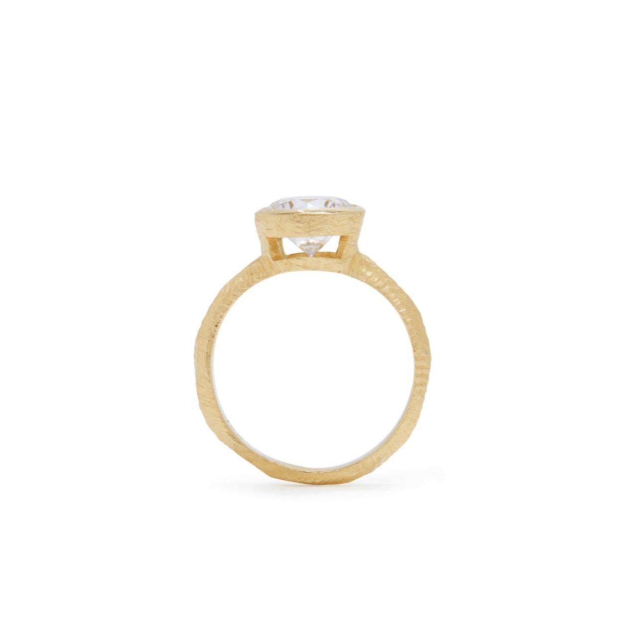 Handmade custom diamond engagement ring in 18kt gold made in Brooklyn.