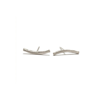 Long Brushed Bar Studs - 10KT or Sterling Silver Earrings Page Sargisson Sterling Silver Plain Full Pair