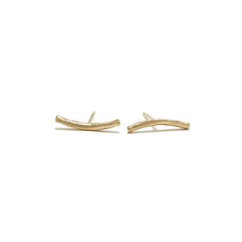 Long Brushed Bar Studs - 10KT or Sterling Silver Earrings Page Sargisson 10KT Gold Plain Full Pair