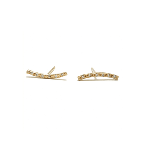 18K Long Brushed Bar Studs Earrings Page Sargisson With Diamonds Full Pair 