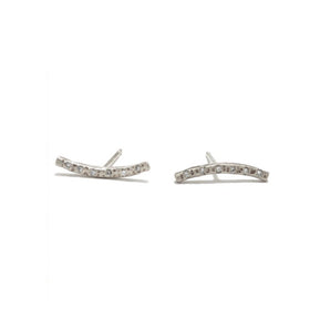 Long Brushed Bar Studs - 10KT or Sterling Silver Earrings Page Sargisson Sterling Silver With Diamonds Full Pair