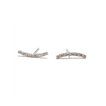 Long Brushed Bar Studs - 10KT or Sterling Silver Earrings Page Sargisson Sterling Silver With Diamonds Full Pair