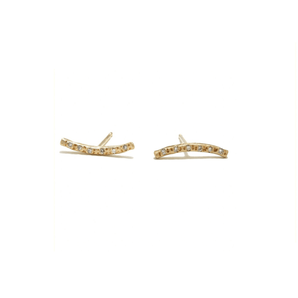 Long Brushed Bar Studs - 10KT or Sterling Silver Earrings Page Sargisson 10KT Gold With Diamonds Full Pair