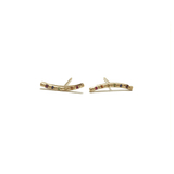Long Brushed Bar Studs - 10KT or Sterling Silver Earrings Page Sargisson 10KT Gold With Rainbow Sapphires Full Pair